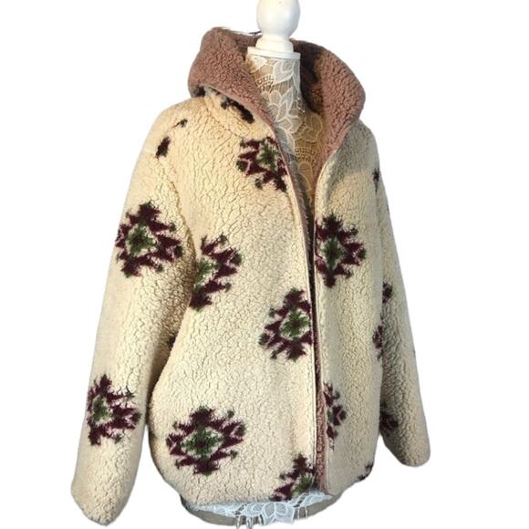 NWT Fuzzy Cozy Teddy Reversible Cardigan Coat open front LOve Tree size medium - Picture 6 of 12